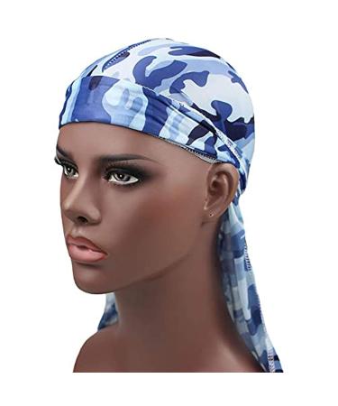 2-Piece Camouflage Durag Caps for Men and Women - Extra Long Tail, Wide Straps, 360 Waves Silky Head Scarf - Buy Online on GoSupps.com