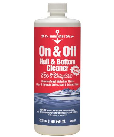 MaryKate On & Off Hull & Bottom Cleaner, 32 Fl Oz, for Use On Fiberglass, Removes Tough Waterline, Algae, and Barnacle Stains Liqiud 32 Oz 1 Pack