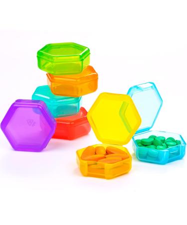 Small Pill Organizer 7 Packs Travel Pill Box Portable 7 Day BPA Free Mini Pill Organizer for Pocket Purse Briefcase Travel Pills Medicine Cod Liver Oil Storage Box Rainbow