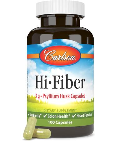 Carlson - Hi-Fiber 3 g Psyllium Husk Capsules Regularity Colon Health & Heart Function 100 Capsules 100 Count (Pack of 1) - Buy Online on GoSupps.com