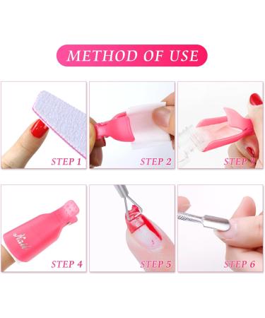 Qufiiry 10 Pcs Nail Soak Off Clips - Pink Nail Polish Remover for Finger UV Gel Polish Removal | Includes 2 Cuticle Pushers - Buy Online on GoSupps.com