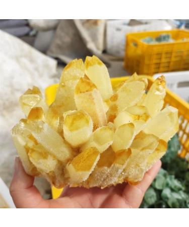 Home Decoration 500-1000g Natural Yellow Ghost Phantom Quartz Crystal Cluster Specimen Home Decoration Office Living Room Crystal Decora Stones PEIQIYIN Stone Mineral Specimen (Size : 900-1000g)