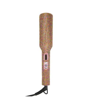 Rose Gold Hair Curler Straightener 2 in 1 Multi Level Heater Professional Hair Straightener for Home Barber Shop with Heater for Straight Hair Curly Hair Short (US US Plug 100 240V 110V