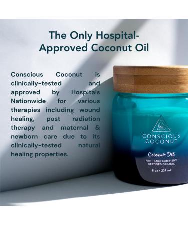 Conscious Coconut Organic Coconut Oil for Skin Care | Raw Centrifuged Virgin Coconut Oil | Fair Trade Cold-Pressed 9 oz Glass Jar - Buy Online on GoSupps.com