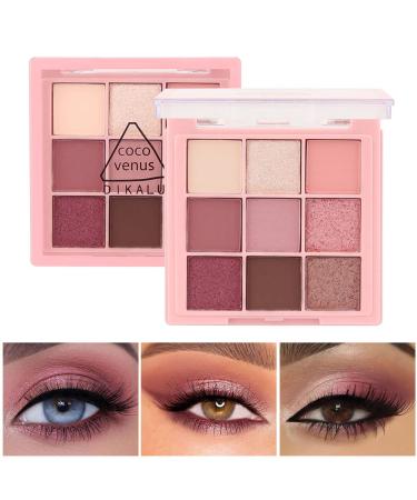 Eyeshadow Palette,9 Colors Pink Rose Shimmer matte High Pigmented Glitter Pallete Eyeshadow Makeup Colorful Lasting Waterproof Makeup Eyeshadow Palette D03