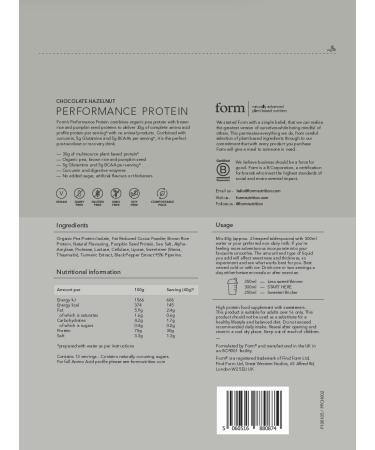 Form Performance Protein - Vegan Chocolate Hazelnut Protein Powder - 30g Plant Based Protein with BCAAs & Enzymes - Ideal Post Workout Drink - 520g (1 Pack) - Buy Online on GoSupps.com