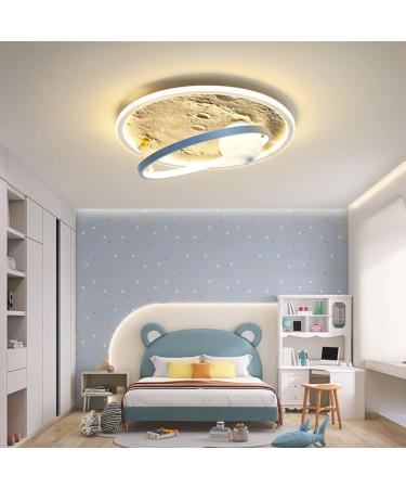 Modern LED Ceiling Lamp - Dimmable Moon Surface Astronaut Design for Kids' Rooms | Remote Control | Stylish Chandelier Lighting for Dining & Living Rooms - 40cm - Buy Online on GoSupps.com