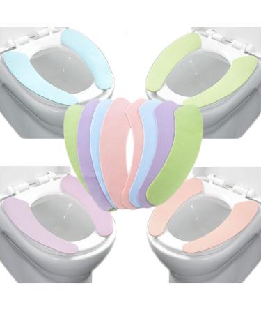 Hbluefat 4 Pairs Bathroom Warmer Toilet Seat Cover Pads, Can Clean and Reuse Toilet Pads, Suitable for Toilet Rings of Different Shapes, Portable and Easy Installation business trip, home,Travel