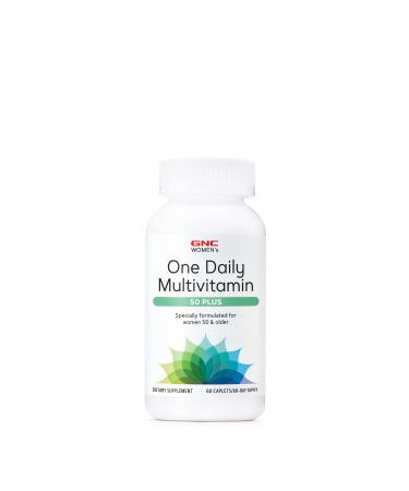 GNC Women's 50 Plus One Daily Multivitamin | Supports Bone Eye Memory Brain and Skin Health with Vitamin D Calcium and B12 | Helps Energy Production | 60 Caplets