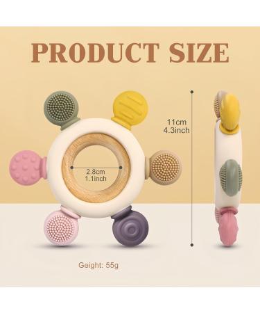 Soodyoow Bei ring Baby | Silicone & Wooden Biting Toy for Teething | Safe for Babies 3 Months+ - Buy Online on GoSupps.com