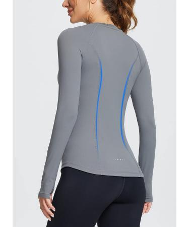Baleaf Women's Long Sleeve Compression Running Shirt - Gray, XL - Buy Online on GoSupps.com