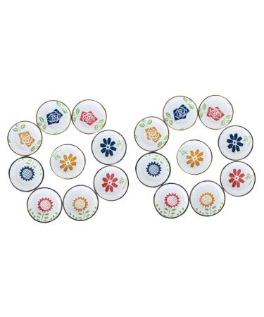 MAGICLULU 18 Pcs Side Dish Set Japanese Sauce Dishes Dipping Sauce Bowls Pinch Bowls Chips and Dip Sauce Dipping Dish Dip Bowls for Parties Printing Pickles Dessert Soy Sauce Side Dishes 7X7X1.5CMx2pcs As Shownx2pcs