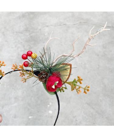 Wedity LED Glowing Tiara Reindeer Antlers Hair Accessories Christmas Party Feather Hair Hoop Headwear Hair Accessories for Women Girls (A) - Buy Online on GoSupps.com