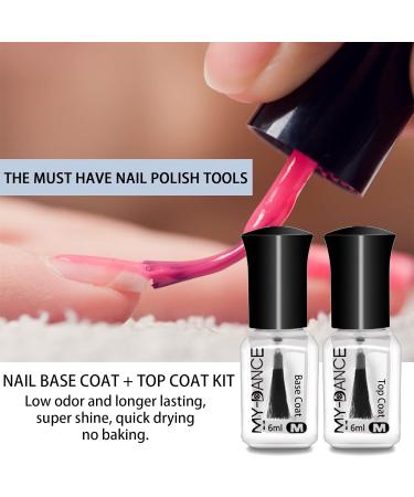 Quick Dry Top Coat & Base Coat Set - Long Lasting High Shine Glossy Nail Varnish - 1.00 ml (Pack of 1) - Buy Online on GoSupps.com
