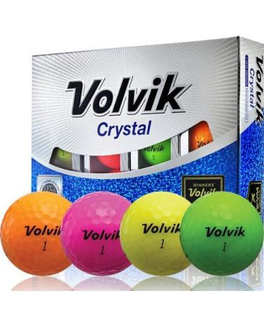 Volvik Crystal 3-piece Golf Balls - Pack of 12, Assorted Colors