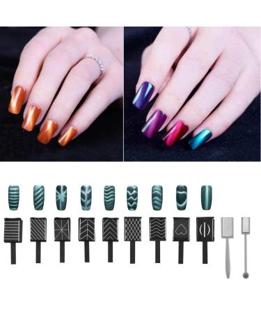 LED Cat Eye Nail Art Magnet Set - 11-Piece Magnetic DIY Tool Kit for 3D UV Gel Manicure - Buy Online on GoSupps.com
