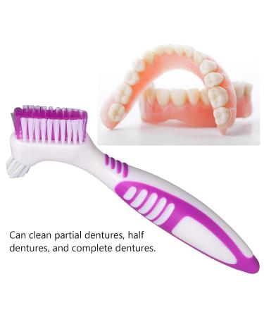 Ergonomic Double-Sided Cleaning Brush for False Teeth - 1PC Purple Toothbrush | International Shipping Available - Buy Online on GoSupps.com