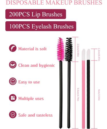 Yokilly 300PCS Disposable Mascara & Lip Wands Set - Makeup Tool Kit with Organizer Box (Black+Pink) - Buy Online on GoSupps.com