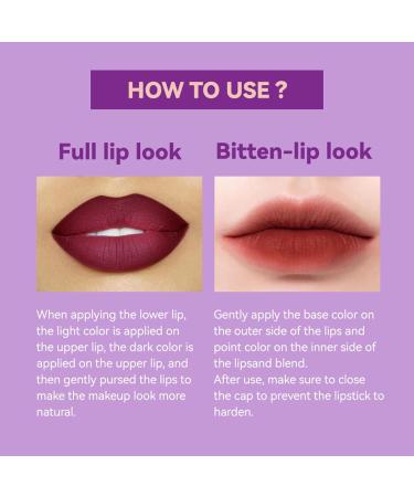 Gireatick 4pcs Two-tone Lipstick set 3 Matte + 1 Glitter Silky Texture Velvet Lipstick 2 in 1 Lipstick and Lip Liner for Long Lasting Bitten Lip-look Lip Makeup - Buy Online on GoSupps.com
