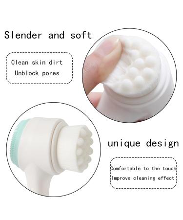 2-in-1 Silicone Face Cleaning Brush - 3D Dual Scrubber for Deep Pore Peeling & Makeup Massage - Soft Bristles for All Skin Types - Blue - Buy Online on GoSupps.com