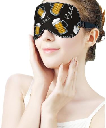 Beer Drinking Saint Patricks Sleep Mask Eye Cover for Sleeping Blindfold with Adjustable Strap Blocks Light Night Travel Nap for Men Women - Buy Online on GoSupps.com