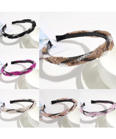 hgnxa Sequined Lace Hair Hoop for Women Korean Style Rhinestones Headband Nonslip Sweet Hairband Casual Wear Mesh Headwear Black - Buy Online on GoSupps.com