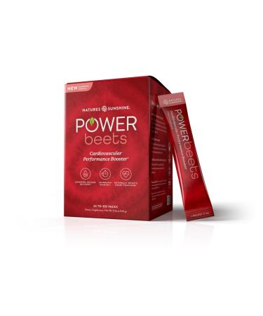 Nature's Sunshine Power Beets Patented Nutrient Blend of Beet Root Powder and Nutrients to Promote Performance Mental Clarity & Vitality Non-GMO Soy & Gluten Free 24 to-Go Packs To-Go Stick Packs