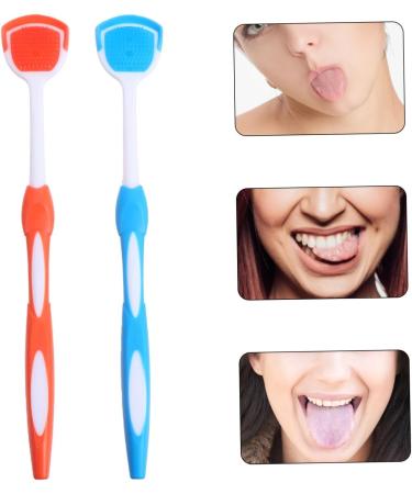 Shop Minkissy 2PC Orange Tongue Cleaning Brush - Effective Oral Care for Adults & Babies | Metal Tongue Cleaner 19.5x3x0.6cm - Buy Online on GoSupps.com