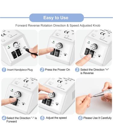 Professional Electric Nail Drill 30000 RPM Efile | Manicure Grinder Tools for Acrylic Nails | Nail Drill Bits Set & Sanding Bands Included | White - Buy Online on GoSupps.com