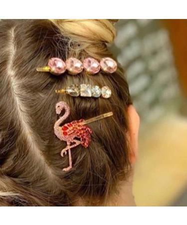Lurrose 3Pcs Rhinestone Flamingo Bobby Bling Crystal Hair Clips Set - Unique Hair Accessories - Buy Online on GoSupps.com