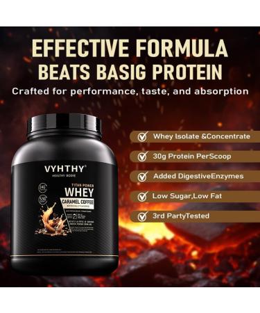 VYHTHY Caramel Coffee Flavored Whey Protein Powder 24g Protein per Serving Fast-Absorbing Concentrated whey Protein Low Sugar Gluten-Free Natural Flavor 2 lbs/32 oz. - Buy Online on GoSupps.com