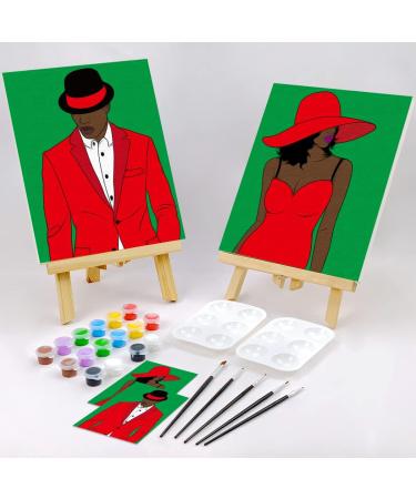 VOCHIC Couples Paint Party Kit Pre Drawn Canvas 8x10 (2 Pack) for Adults | Paint and Sip Date Night Games for Elegant Ladies and Gentlemen - Buy Online on GoSupps.com