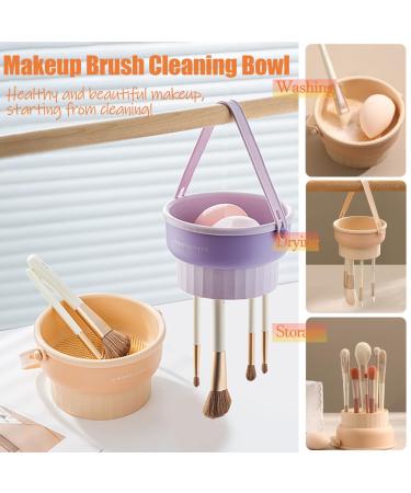 3-in-1 Makeup Brush Cleaning Mat & Silicone Cleaner - Multifunctional Drying Basket with Handle - Professional Makeup Brush Cleaner (150ml) - Yellow - Buy Online on GoSupps.com