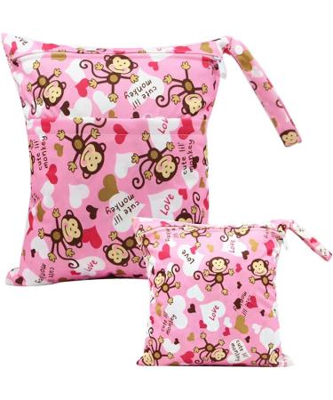 Egurs Monkey Pink Diaper Bag Wetbag Set - Large & Medium for On-the-Go Moms | International Shipping - Buy Online on GoSupps.com