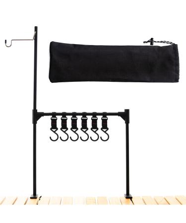 Folding Camping Hanging Rack Picnic Storage Rack Hanger Portable Collapsible Lantern Stand Pole Light Holder Stick Lightweight Aluminum Alloy Outdoor Tools Hanging Organizer with Hooks