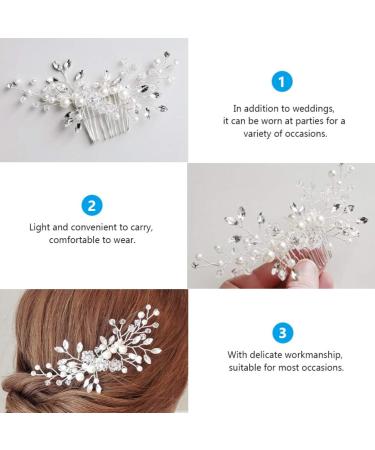 FRCOLOR Wedding Hair Comb Pearl Rhinestone Crystal Bridal Headpiece Hair Clip Barrette Wedding Hair Accessories for Women - Buy Online on GoSupps.com
