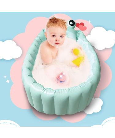 Inflatable Baby Bathtub - Portable Travel Bath Tub for Infants to Toddlers - Foldable Non Slip Spa Tub with Air Pump (Green) - Buy Online on GoSupps.com