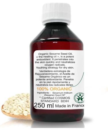 100% Pure Organic Sesame Oil - Cold Pressed Certified Natural for Skin & Hair Care | Ayurveda Massage Oil - 250 ml - Buy Online on GoSupps.com