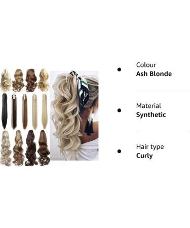 Long Short Claw Ponytail Hair Extension | Clip-in Synthetic Hairpiece 12 Curly Ash Blonde - Buy Online on GoSupps.com