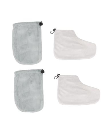 FRCOLOR Foot Cover 2 Pairs Gloves Insulation Cotton Hand Paraffin Wax Gloves 28x20cm Grey