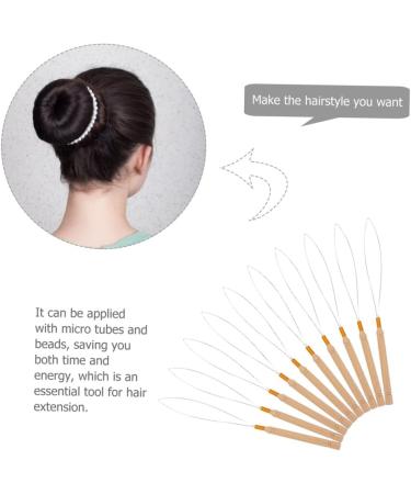 Baluue 12 Pcs Wooden Handle Wig Crochet Hair Extension Tool Pulling Hooks for Sewing Stainless Steel Khaki - Buy Online on GoSupps.com