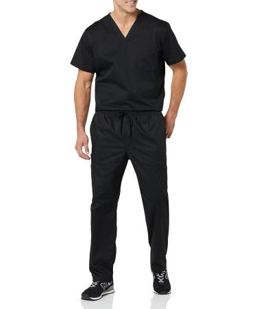 Amazon Essentials Men's Elastic Drawstring Waist Scrub Pant in Black - Size Medium - Buy Online on GoSupps.com