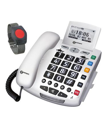 ELTAT FON ALARM APF: Emergency phone for seniors with emergency call transmitter (s) Cord -bound landline phone with an emergency button Home emergency call senior telephone - Buy Online on GoSupps.com