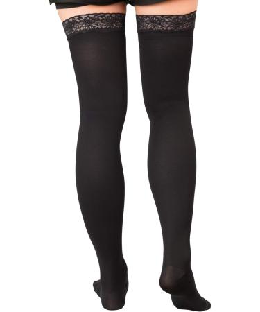 MD Non-Slip Compression Stockings - Thigh Height 15-20mmHg Support Stockings - Black - Size S - International Shipping Available - Buy Online on GoSupps.com