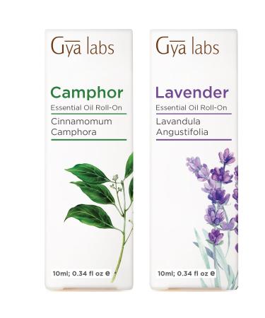 Camphor & Lavender Roll On Set - Essential Oils Aromatherapy Roll On with Essential Oil Set - 2x0.34 fl oz - Gya Labs