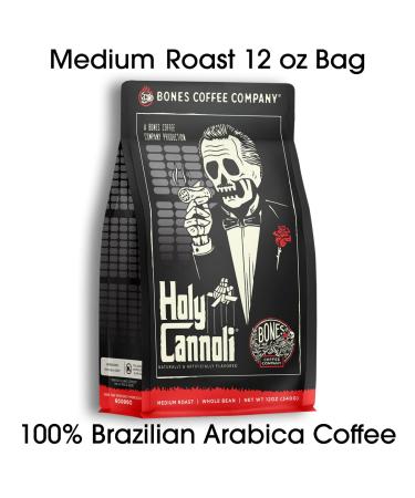 Bones Coffee Company Holy Cannoli 12 oz Ground Coffee - Low Acid Medium Roast Flavored Arabica Coffee | Best Coffee Gift - Buy Online on GoSupps.com