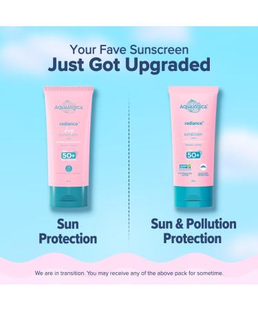 Aqualogica Radiance+ Dewy Face Sunscreen with SPF 50+ & PA+++ | Broad Spectrum Protection & No White Cast | Helps Give Healthy Skin with Watermelon & Niacinamide | 2.82 Oz/80g - Buy Online on GoSupps.com