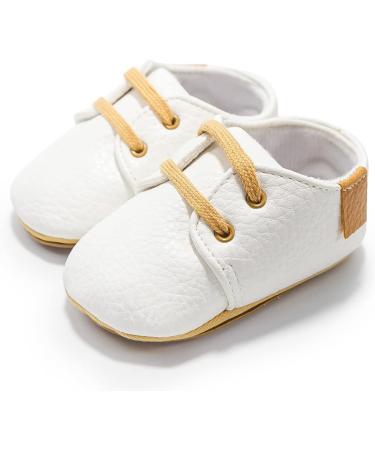 Baby First Walking Shoes Anti-Slip Oxford Loafer Flats | Toddler PU Leather Sneakers 12-18 Months White - Buy Online on GoSupps.com