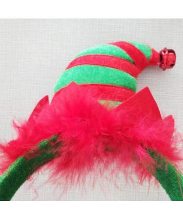 Lurrose Christmas Headband Elf Hat Hair Hoop Cute Bell Hairband Elves Party Hats with Jingle Bells Feather for Santa Party Carnival Costume - Buy Online on GoSupps.com