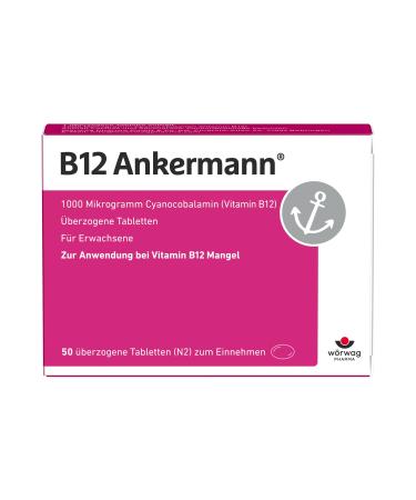 B12 Ankermann Vitamin B12: In the case of fatigue and exhaustion vitamin B12 tablets highly dose with 1 000 g 50 pieces 50 pieces (1 Pack) - Buy Online on GoSupps.com